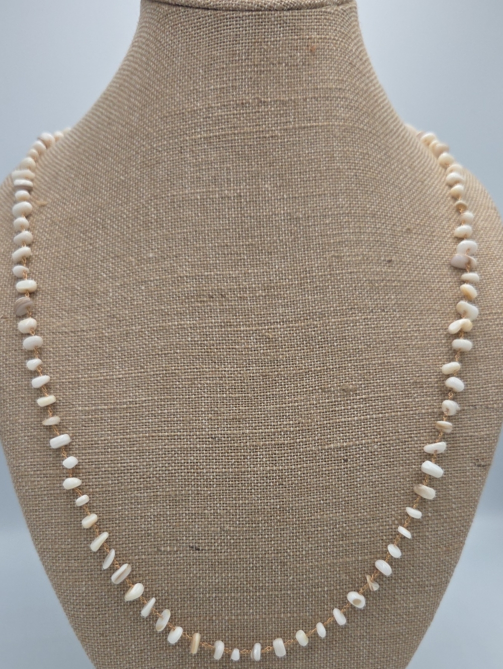 Sarafina Stone Beads Long Necklace in Cream